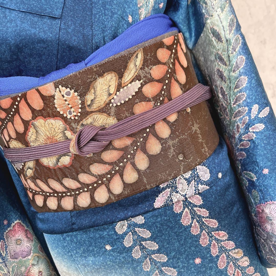 訪問着フルセット　辻ヶ花　着物　正絹　豪華　華やか　青　p2