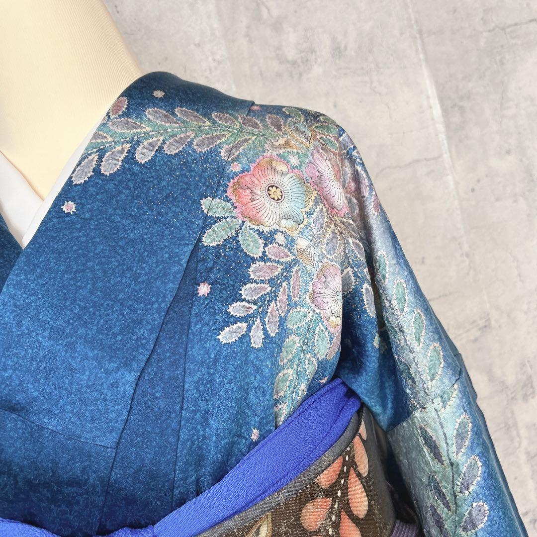 訪問着フルセット　辻ヶ花　着物　正絹　豪華　華やか　青　p2