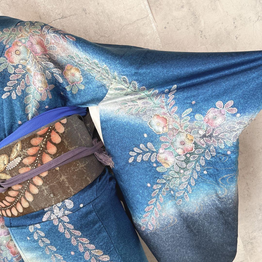 訪問着フルセット　辻ヶ花　着物　正絹　豪華　華やか　青　p2