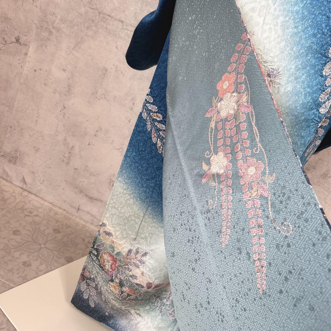 訪問着フルセット　辻ヶ花　着物　正絹　豪華　華やか　青　p2