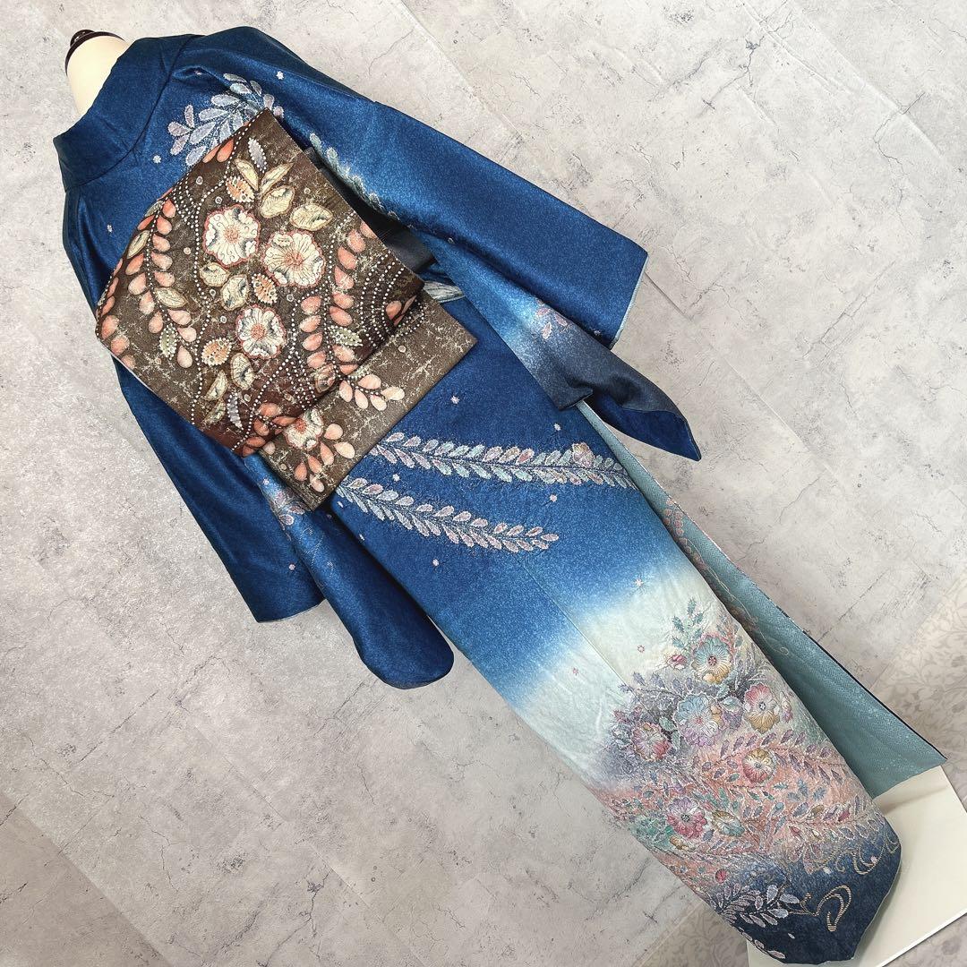 訪問着フルセット　辻ヶ花　着物　正絹　豪華　華やか　青　p2