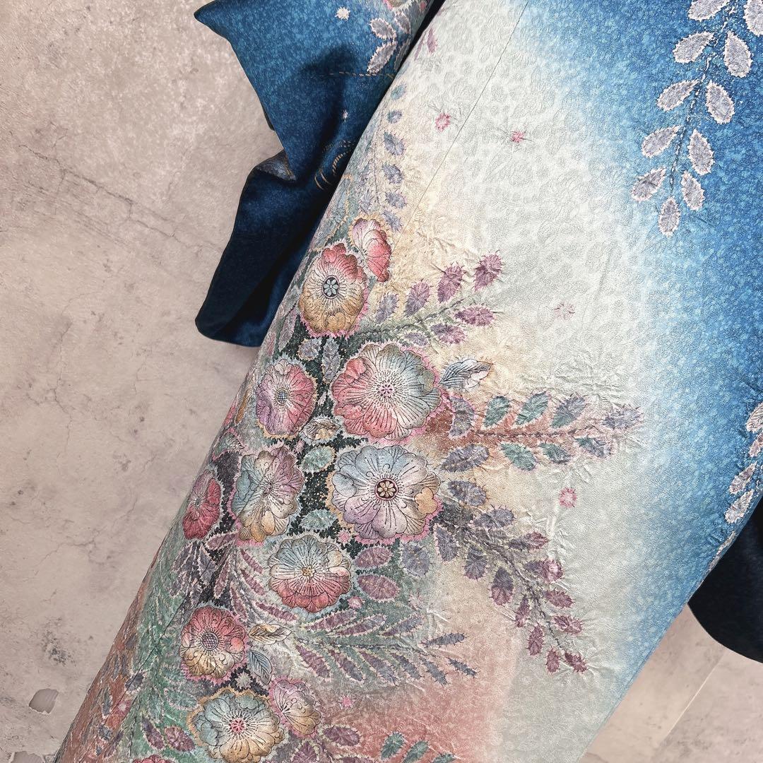 訪問着フルセット　辻ヶ花　着物　正絹　豪華　華やか　青　p2