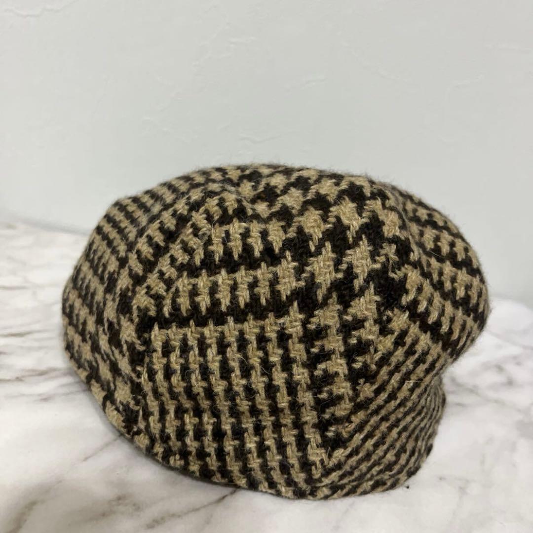 vintage バーバリー　ウール　キャスケット　千鳥格子　ブラウン　帽子
