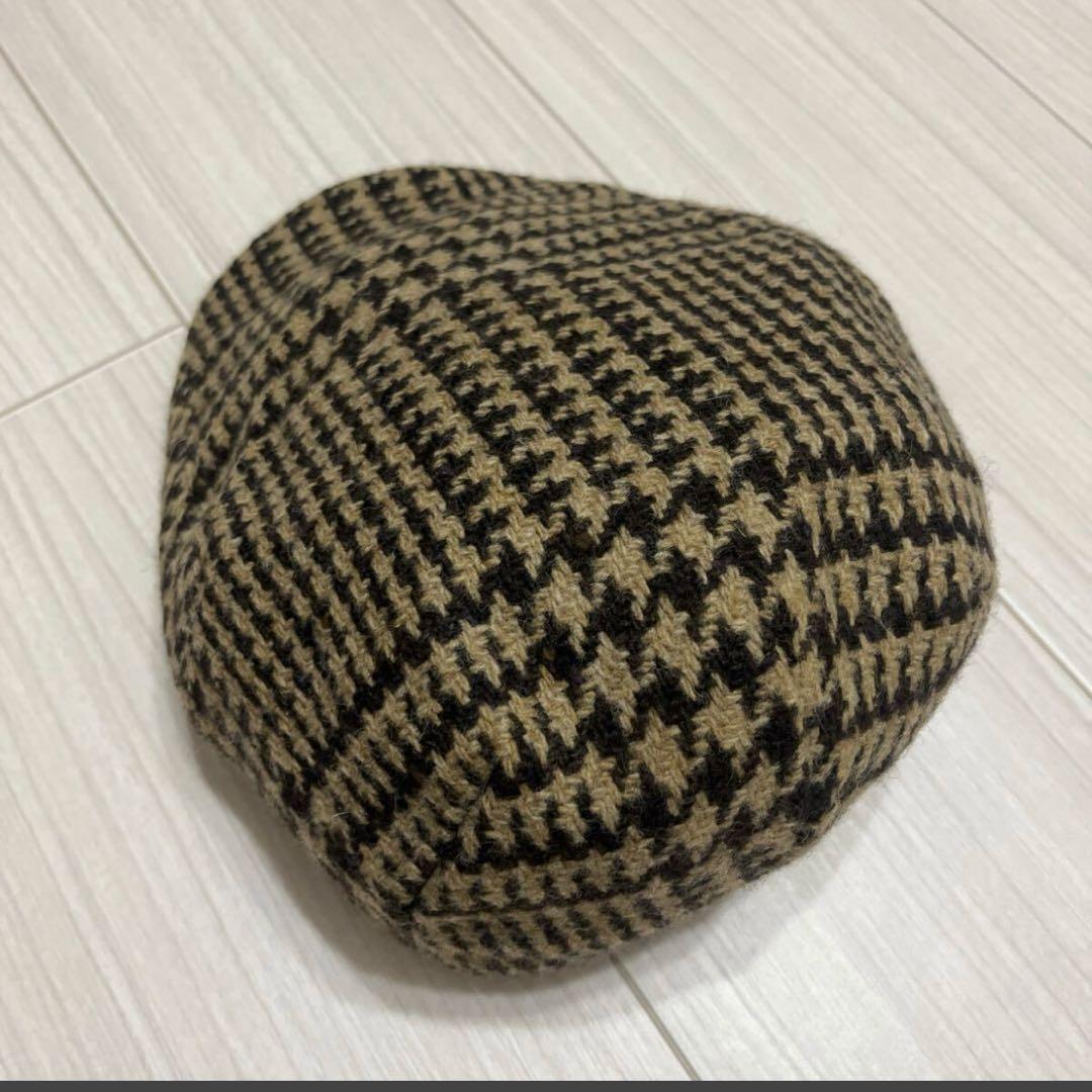 vintage バーバリー　ウール　キャスケット　千鳥格子　ブラウン　帽子