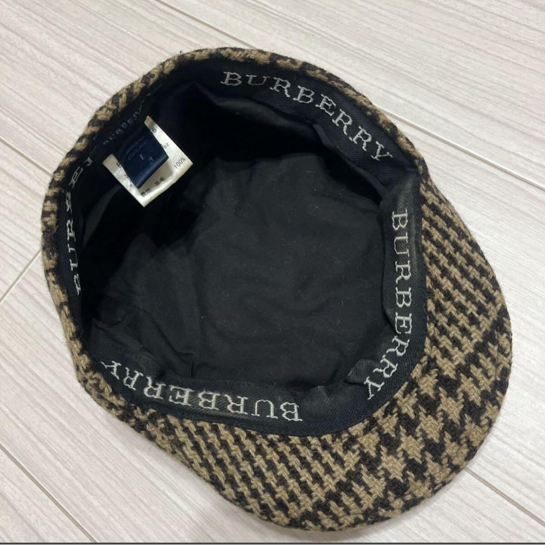 vintage バーバリー　ウール　キャスケット　千鳥格子　ブラウン　帽子