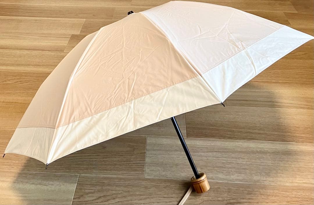 【美品】ロサブラン／3段折日傘　ライトグレージュ×アイボリー