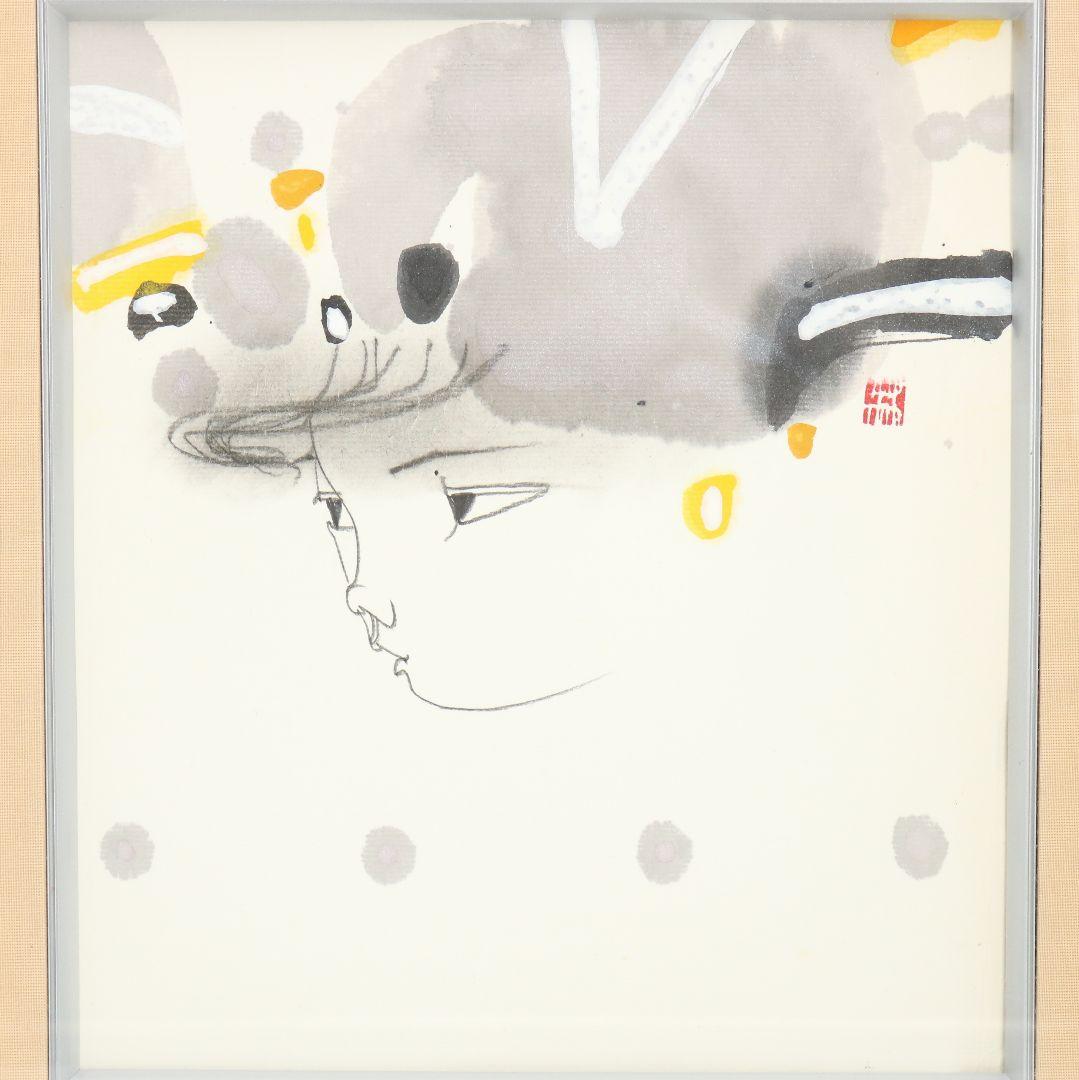 林清納作 少女 色紙 額　V690