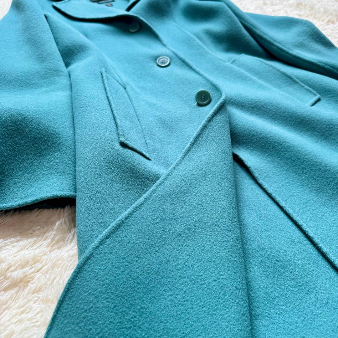 美品 Max Mara クチートアマーノ ダブルフェイス ターコイズブルー XL