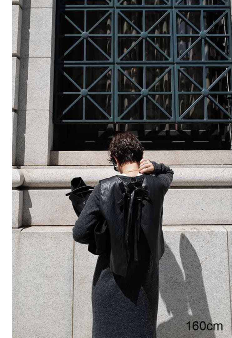 【美品】マチャットmachattエコレザーリボンベスト ブラック