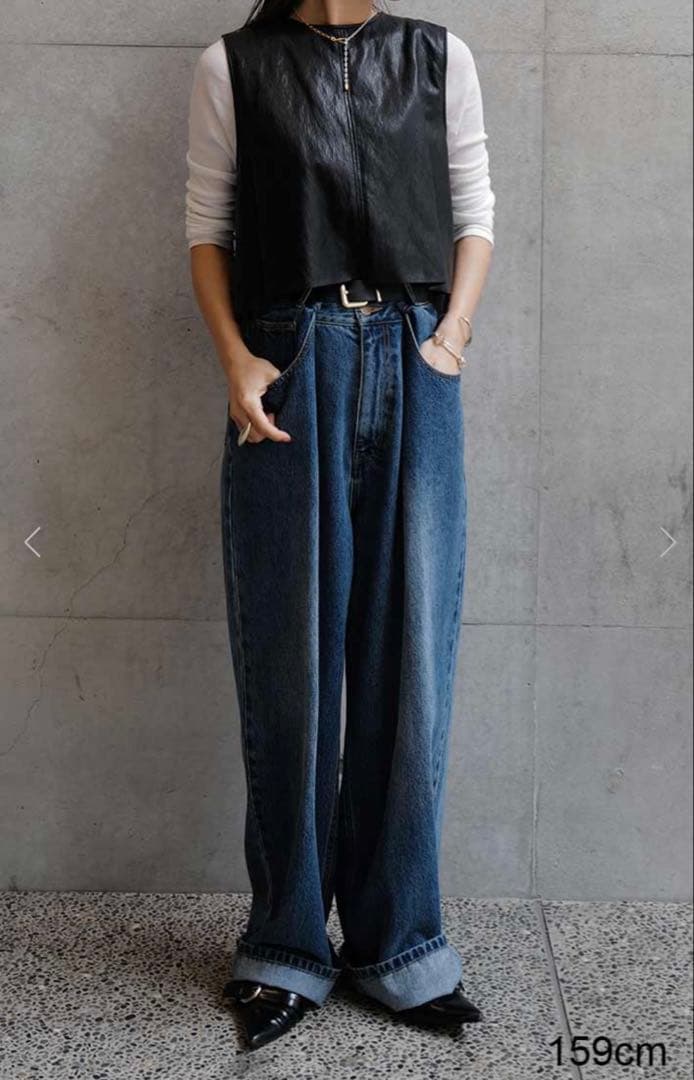 【美品】マチャットmachattエコレザーリボンベスト ブラック