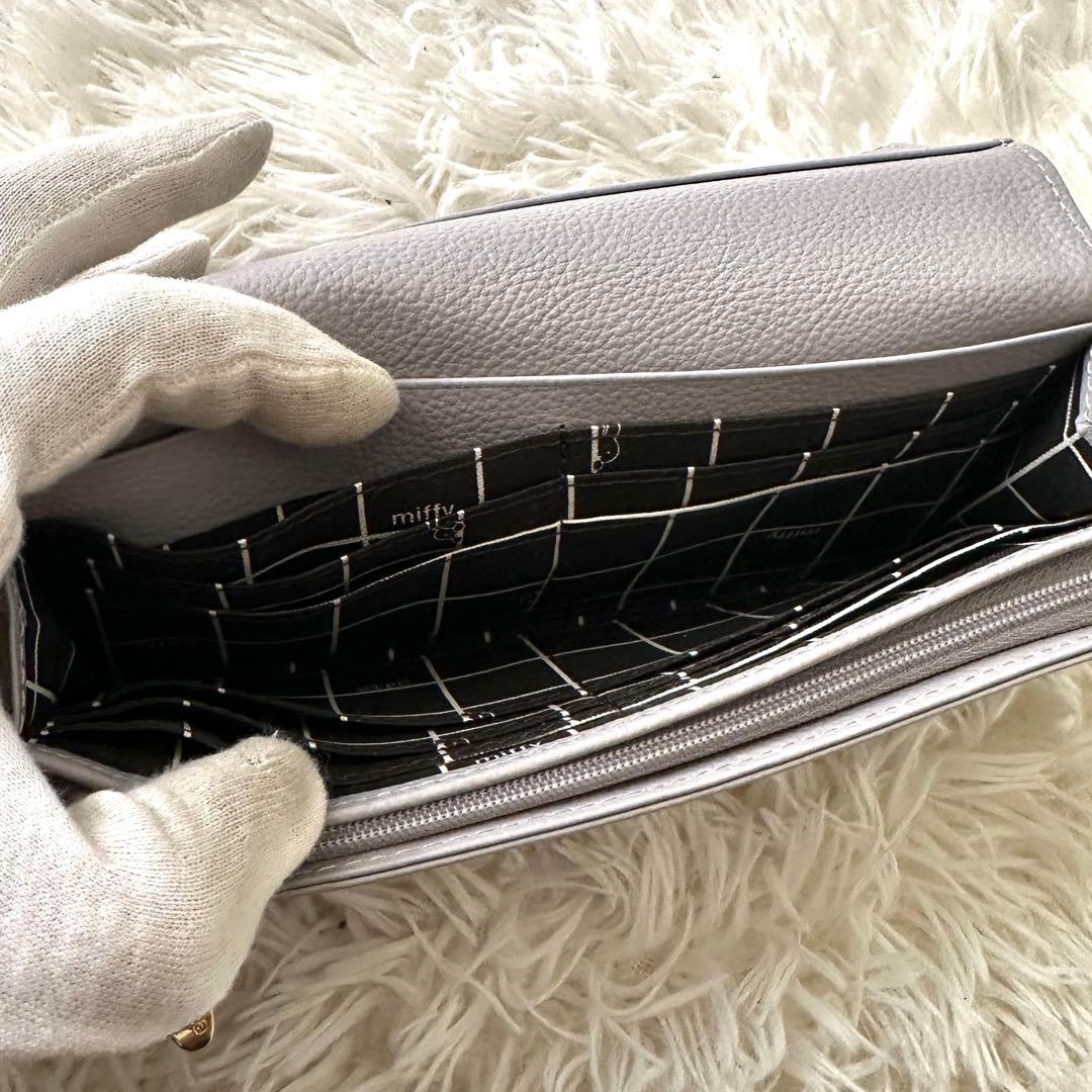 完売品✨サマンサタバサ ミッフィーコラボ 二つ折り長財布 レザー グレー