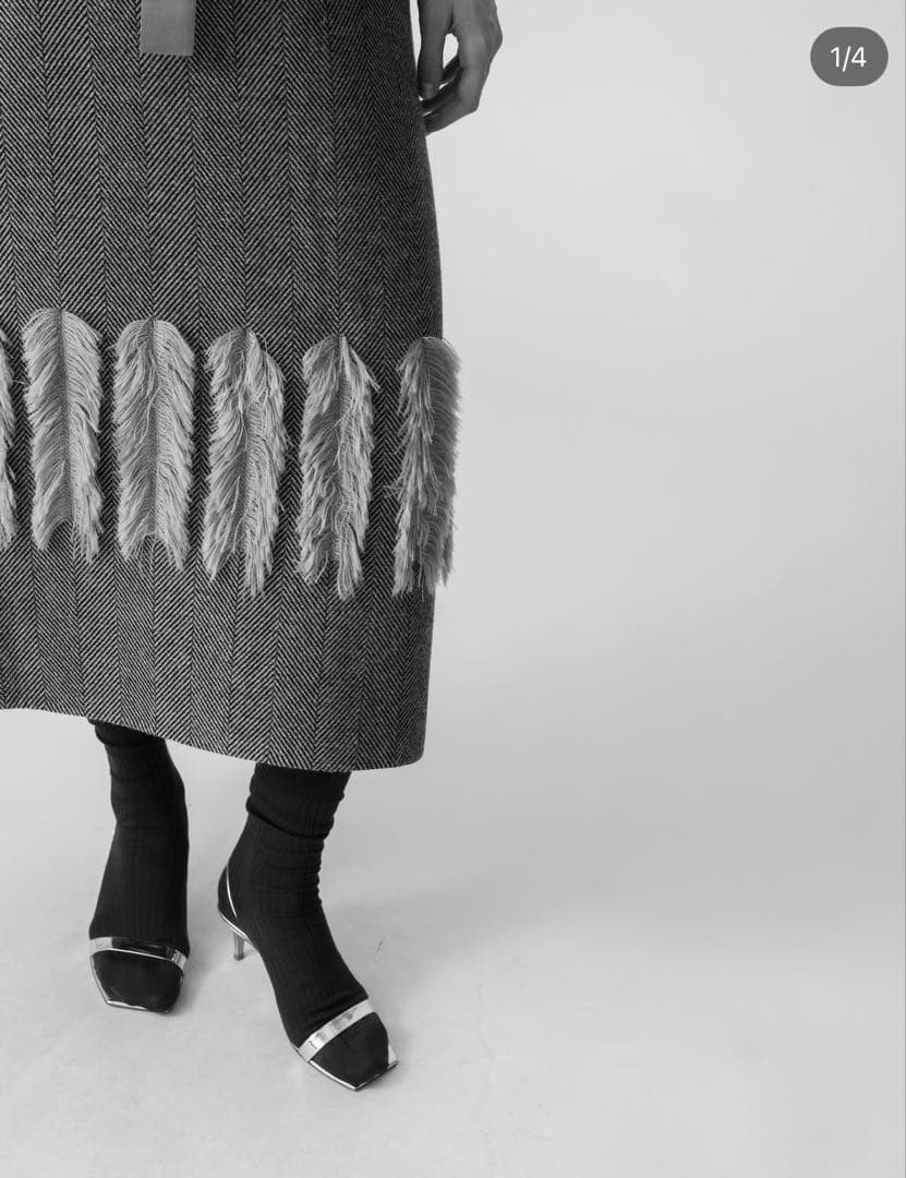 ebure 店舗限定フリルヘリンボーンスカート 38 新品