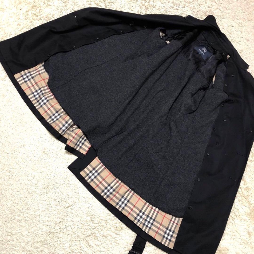 大きいサイズ·極美品✨バーバリー　ノバチェック　ライナートレンチコート ブラック