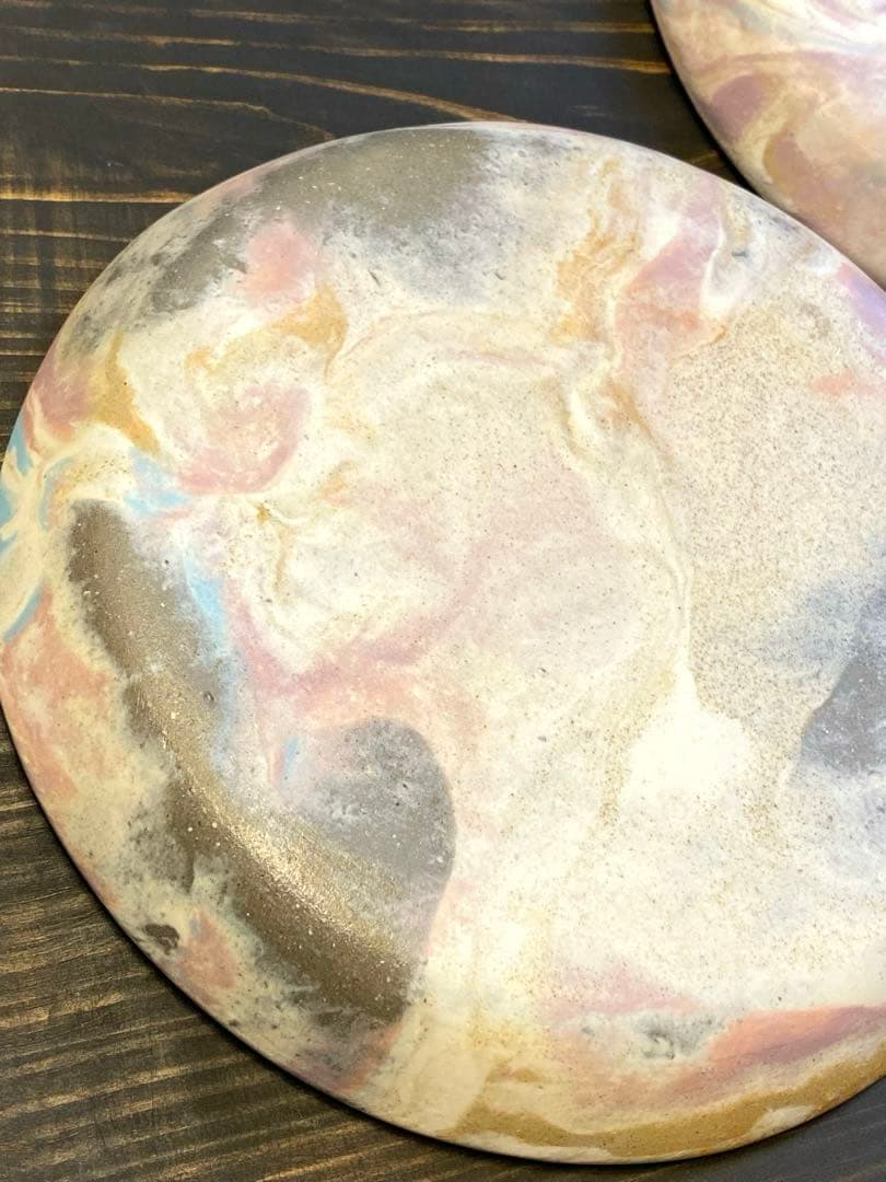 竹村良訓　マーブルプレート　2枚　一点もの　作家　中皿　貴重