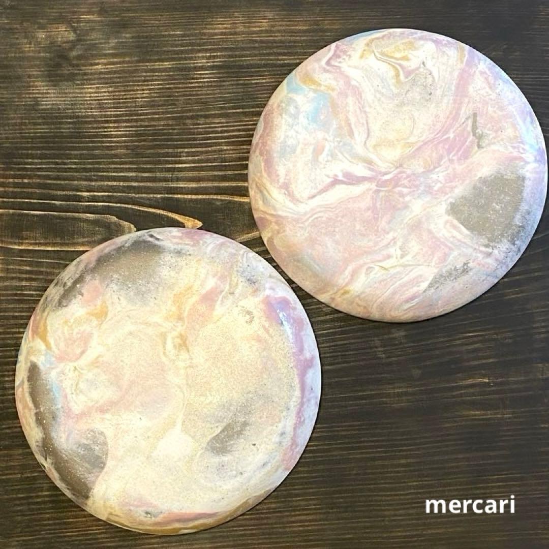 竹村良訓　マーブルプレート　2枚　一点もの　作家　中皿　貴重