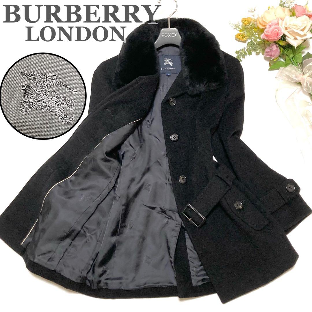BURBERRYLONDON アンゴラ ウールコート ラビットファー ホースロゴ
