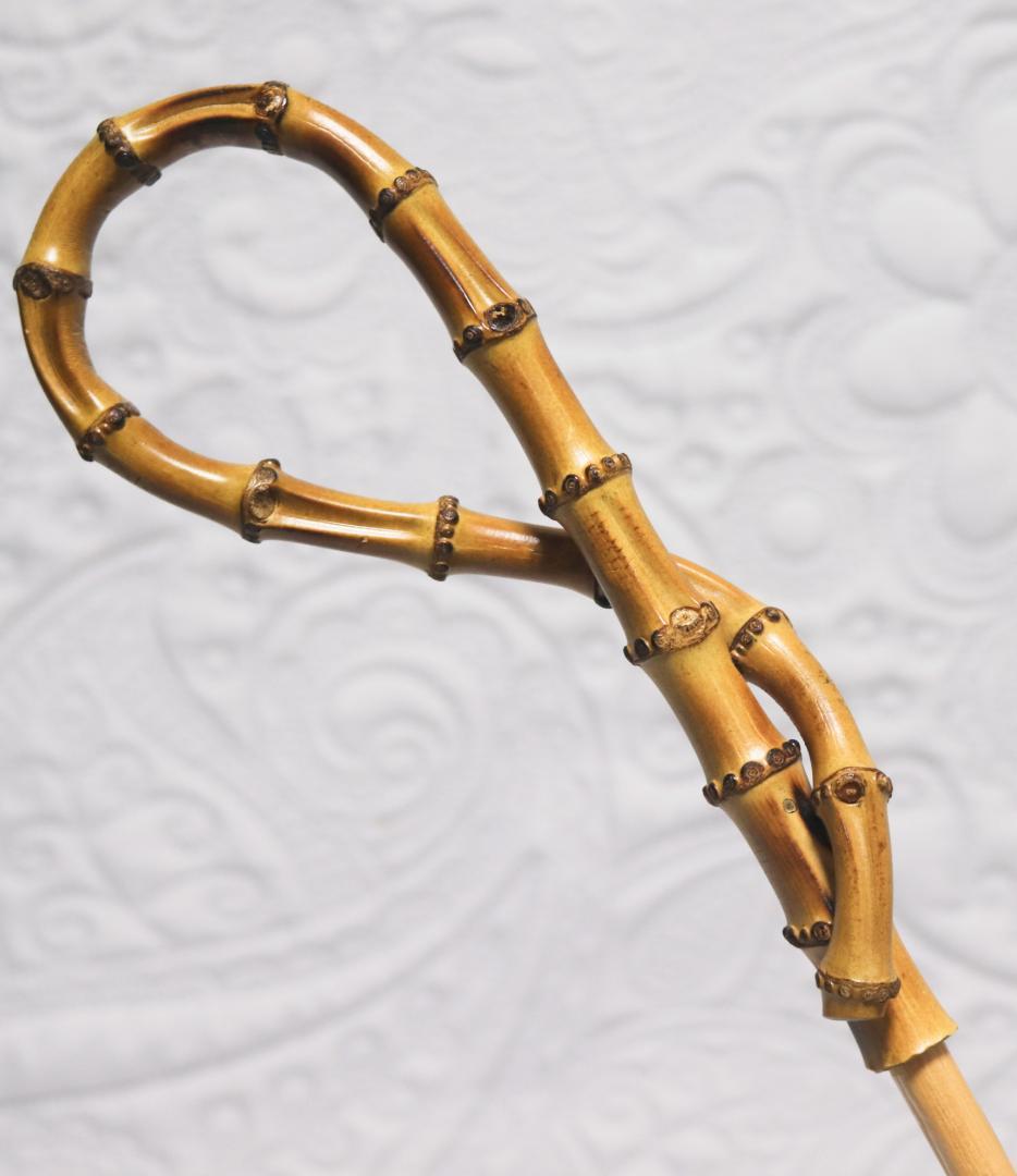 新品タグ付き【長傘 日傘】綿100％ 希少!竹ねじれ持ち手 高級レース使用 黒