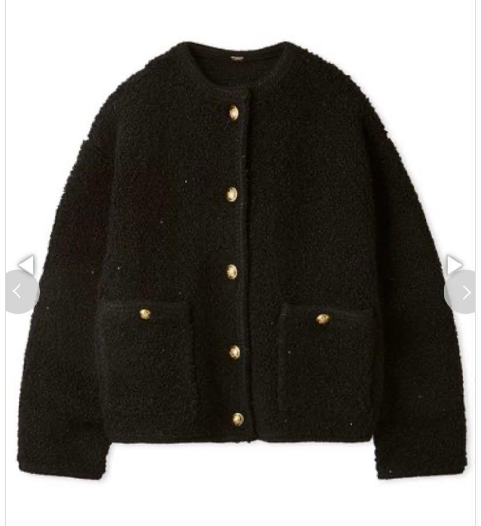 【タグ付き】Mila Owen 金釦ノーカラーコンパクトラメニットジャケット