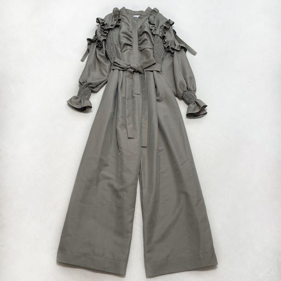 オールドハニー オールインワン フリル シャギー ベルテッド パンツスーツ F
