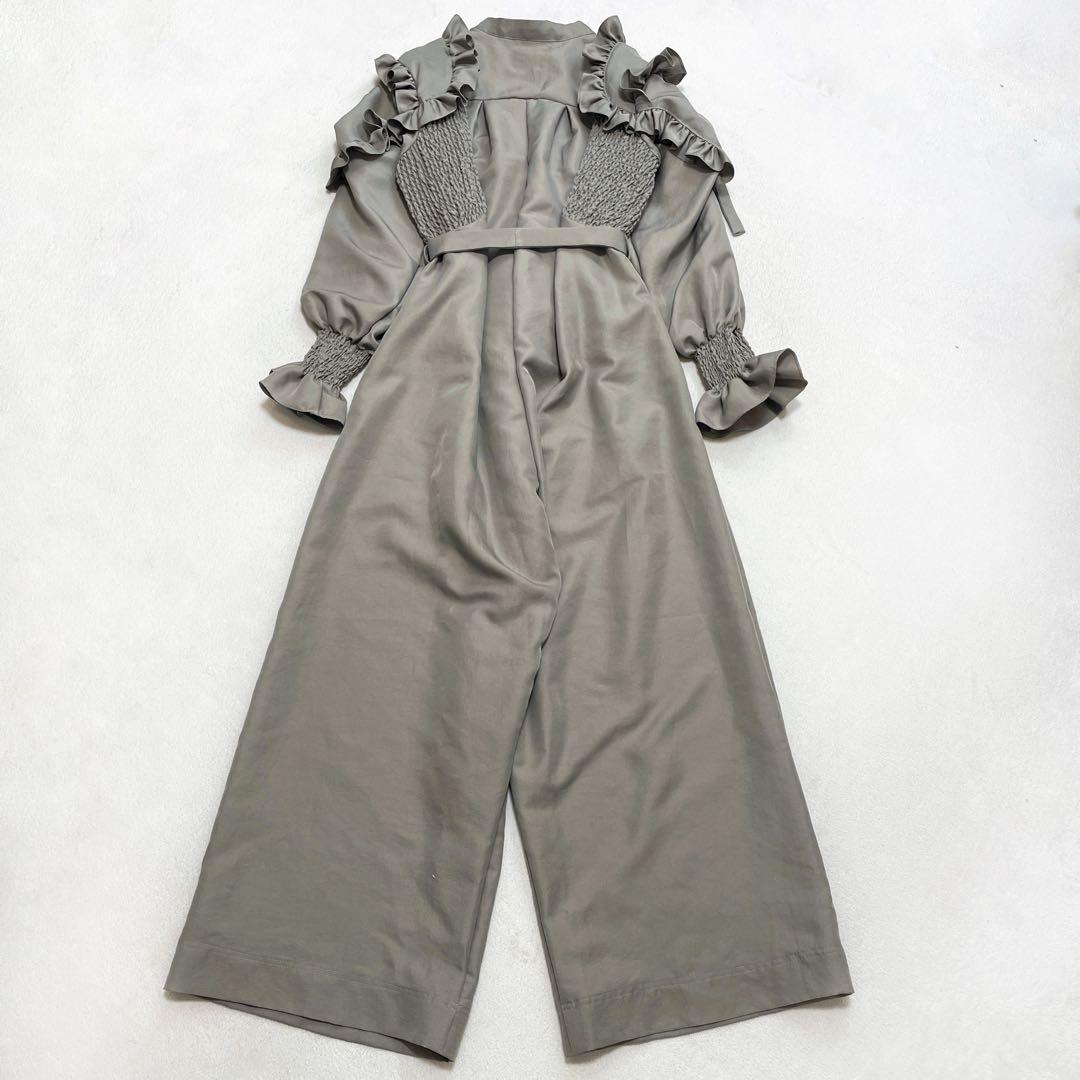 オールドハニー オールインワン フリル シャギー ベルテッド パンツスーツ F