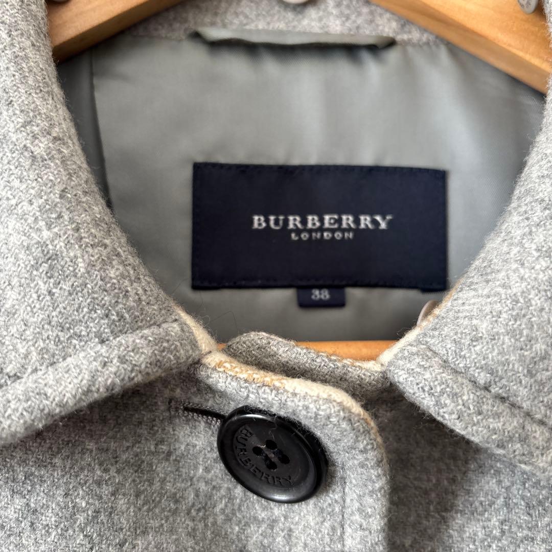 バーバリー　カシミア入りダブルフェイスハーフコート　取り外しラビット襟付き