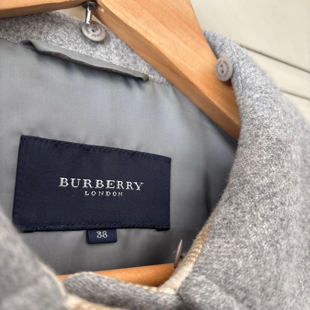 バーバリー　カシミア入りダブルフェイスハーフコート　取り外しラビット襟付き