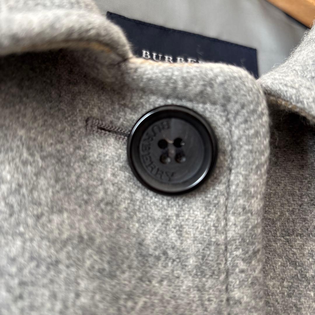 バーバリー　カシミア入りダブルフェイスハーフコート　取り外しラビット襟付き