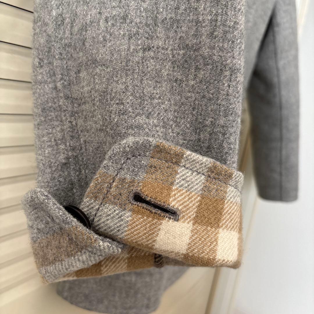 バーバリー　カシミア入りダブルフェイスハーフコート　取り外しラビット襟付き