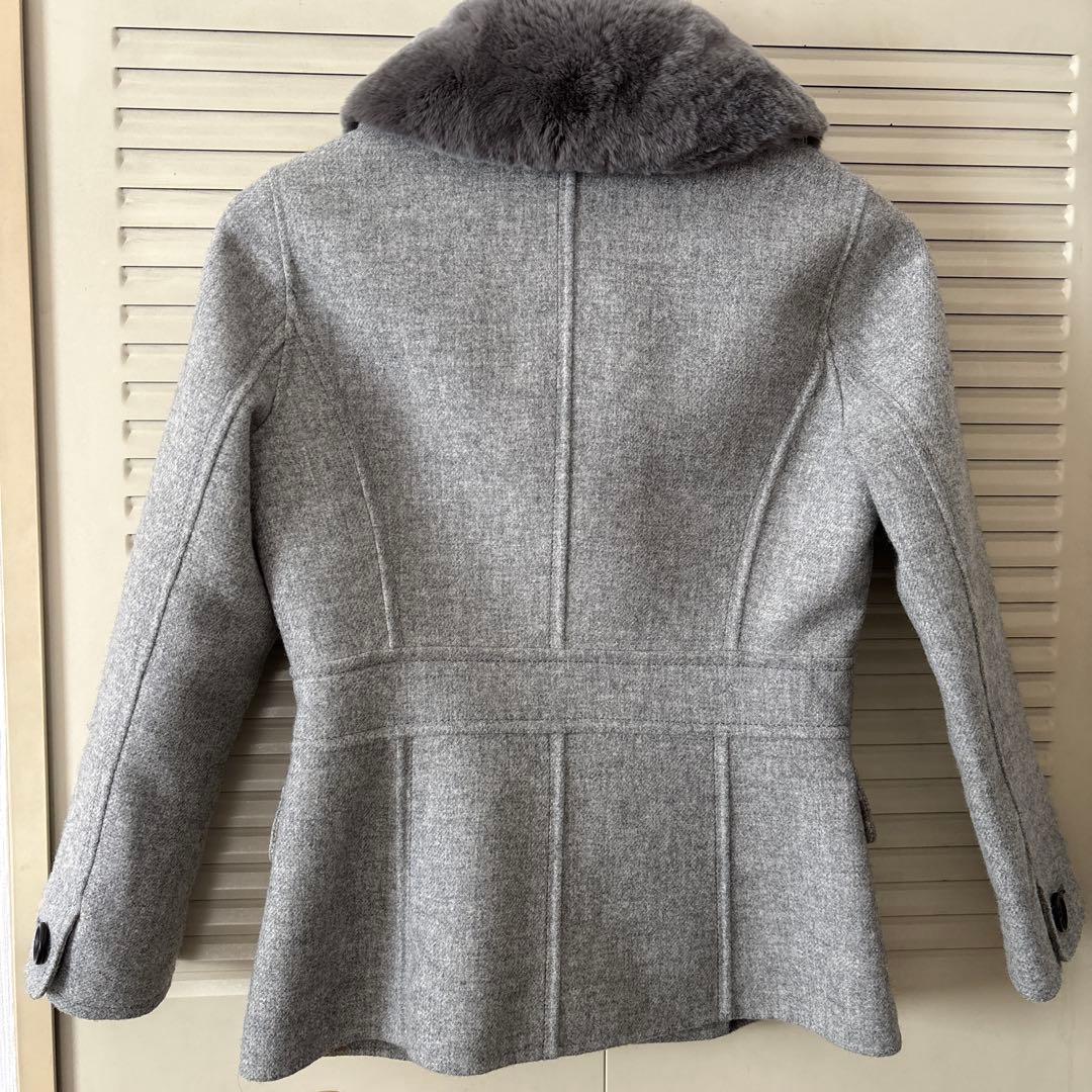 バーバリー　カシミア入りダブルフェイスハーフコート　取り外しラビット襟付き