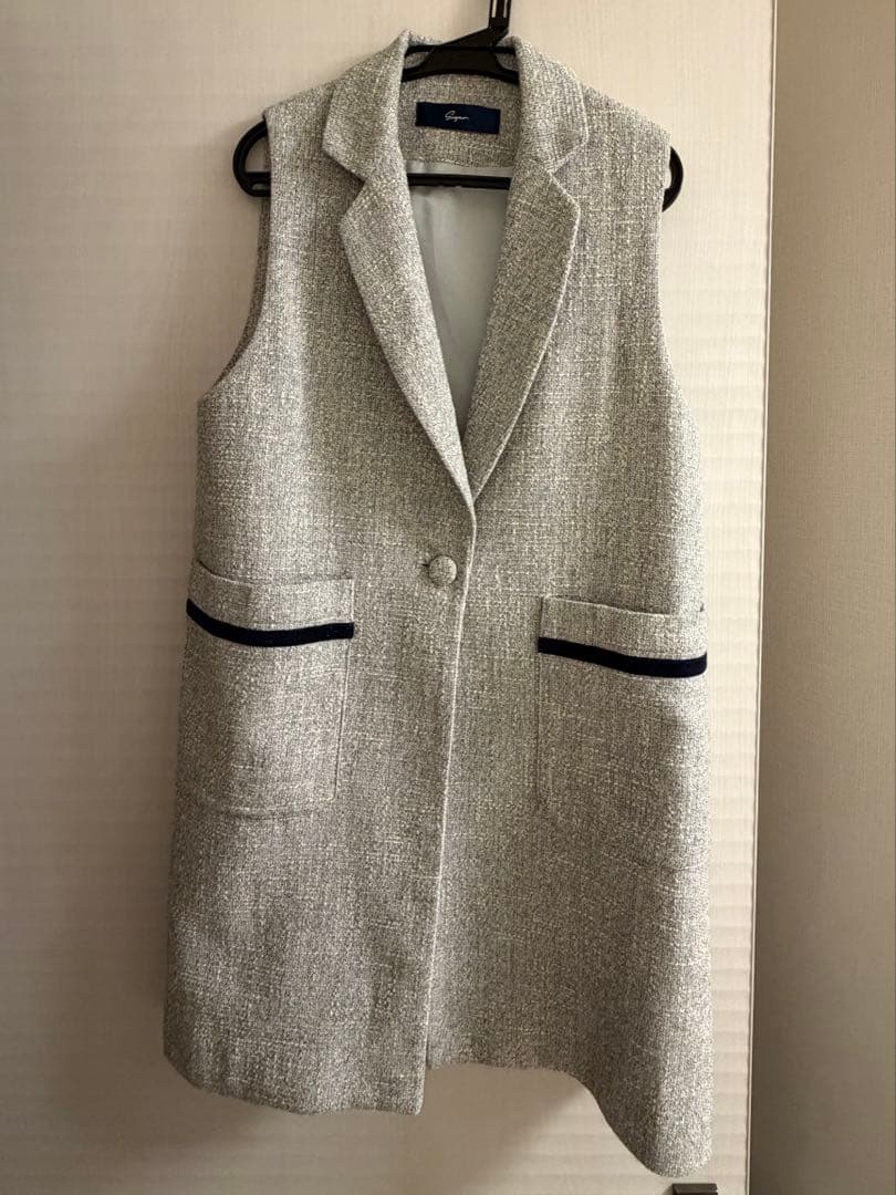 美品　sugar by yuu Tweed gilet white グレー