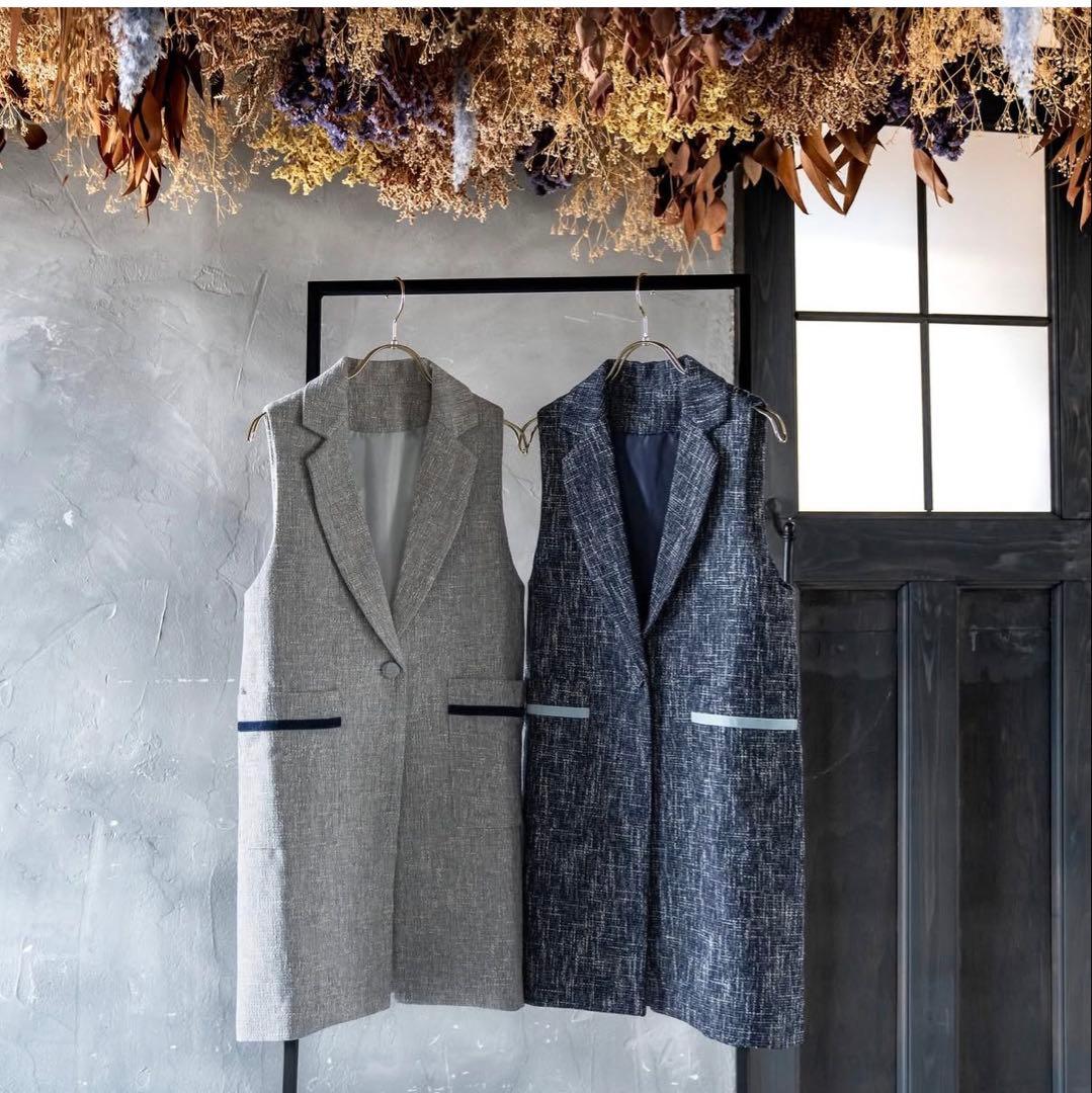 美品　sugar by yuu Tweed gilet white グレー