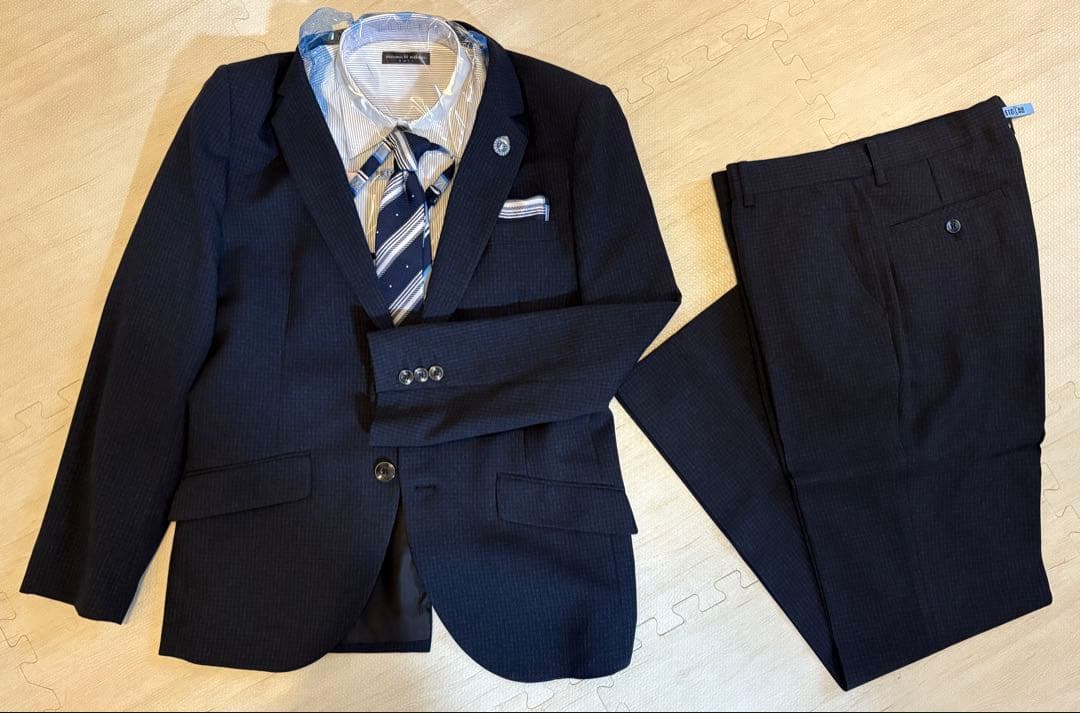 【ヒロミチナカノ】フォーマルスーツ 165cm チェック柄　【卒業式】　男の子