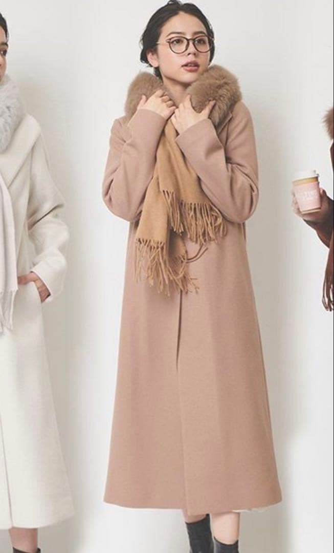 AIMER エメ アンゴラ フォックスファー ロングコート ファー取り外し可