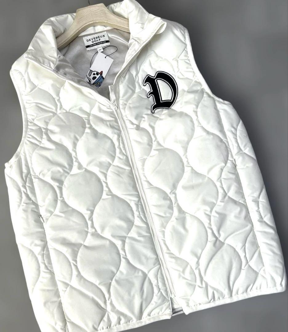 新品未使用【デヴァローゴルフ】中綿ダウンキルティング フルジップベスト（白）