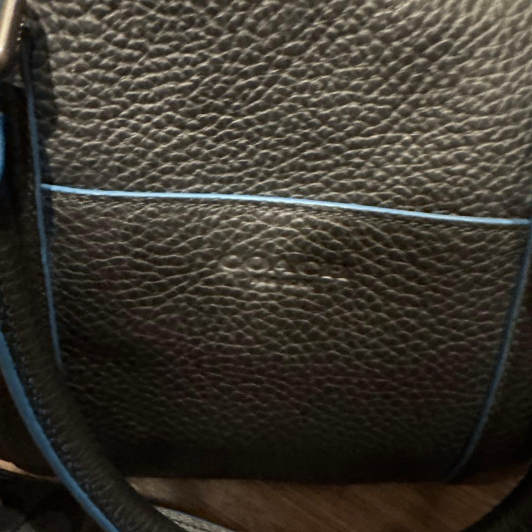 COACH ブラック レザー ボストンバッグ ショルダーつき