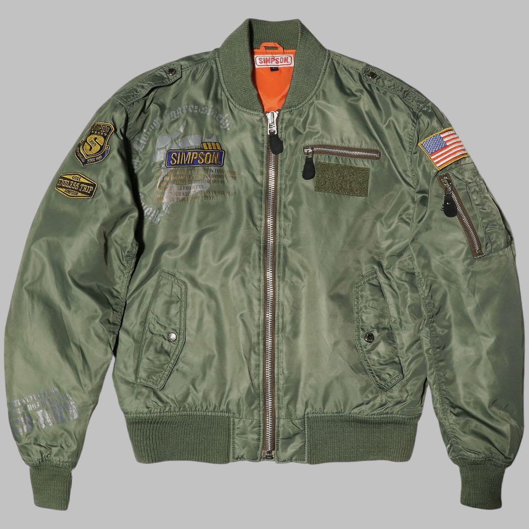 L★SIMPSON★MA-1 フライトジャケット★ワッペン 刺繍★バイク★L2A