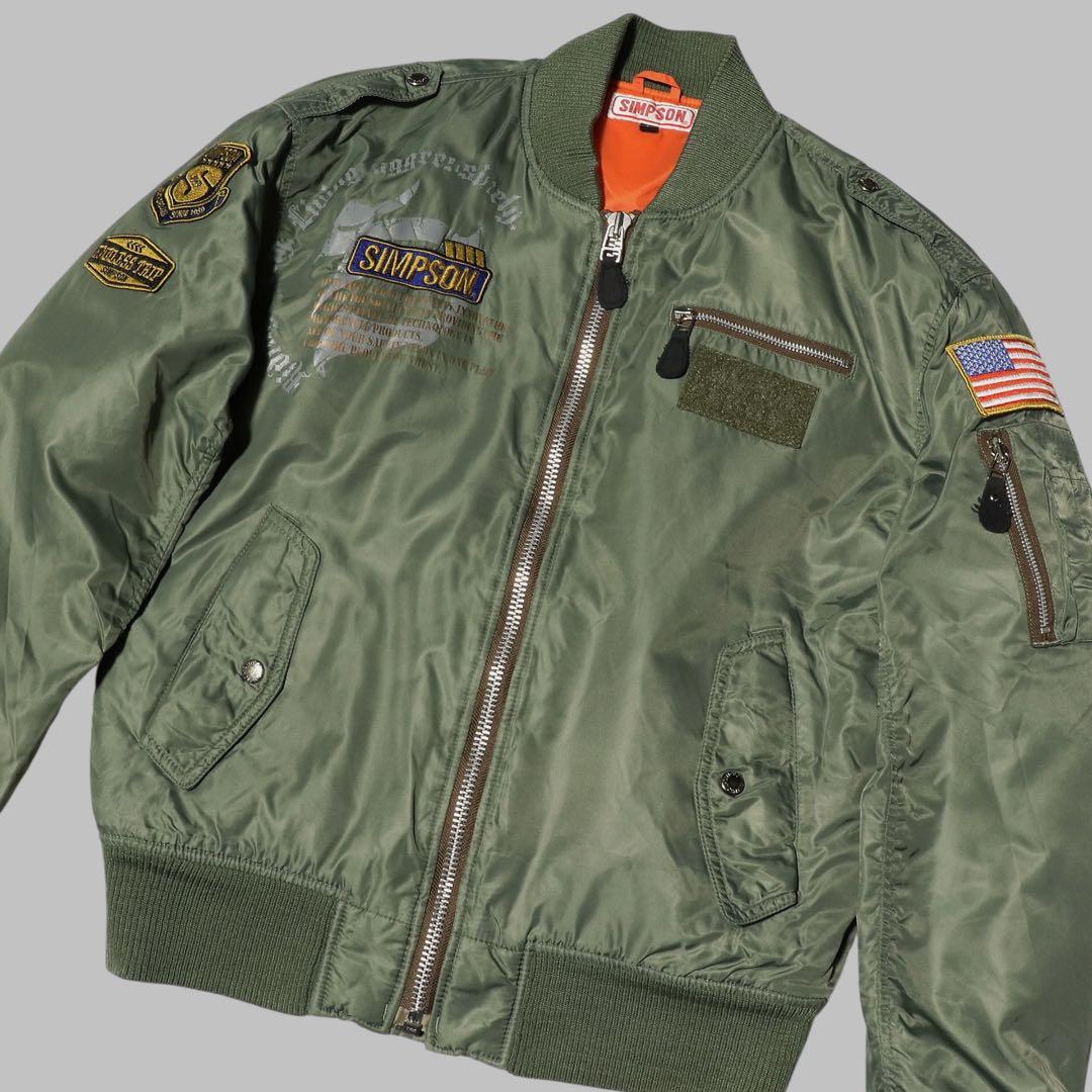 L★SIMPSON★MA-1 フライトジャケット★ワッペン 刺繍★バイク★L2A