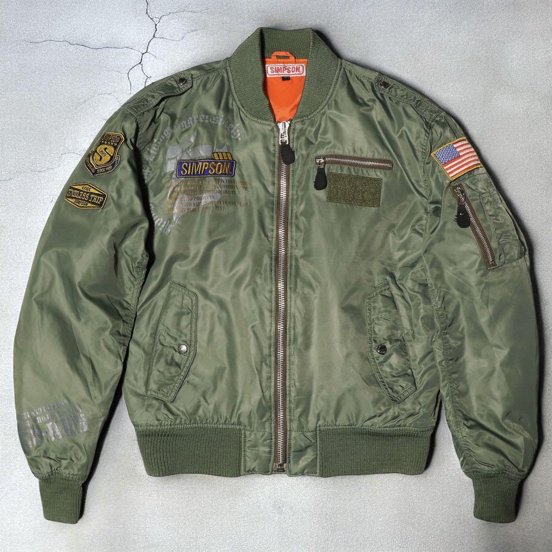 L★SIMPSON★MA-1 フライトジャケット★ワッペン 刺繍★バイク★L2A