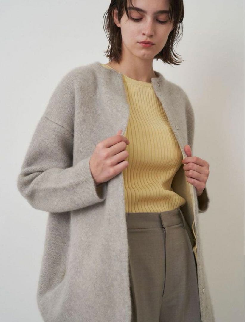 新品✴︎タグ付き【ELENDEEK】ラクーン　ミックスダブルカーディガン 02 M