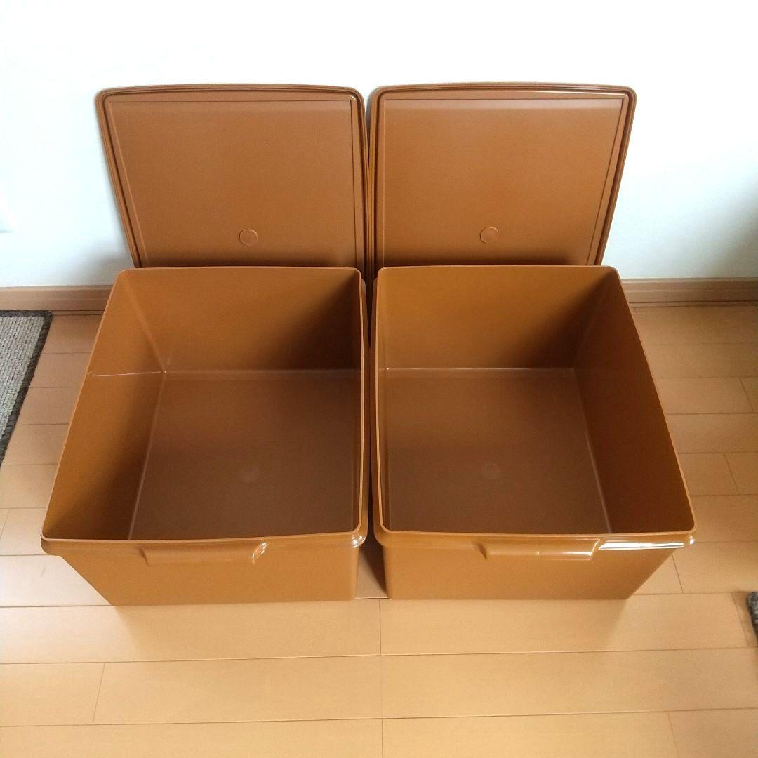 【タッパーウェア 収納】スーパーケース 5個セット(深型2個+薄型3個) セピア