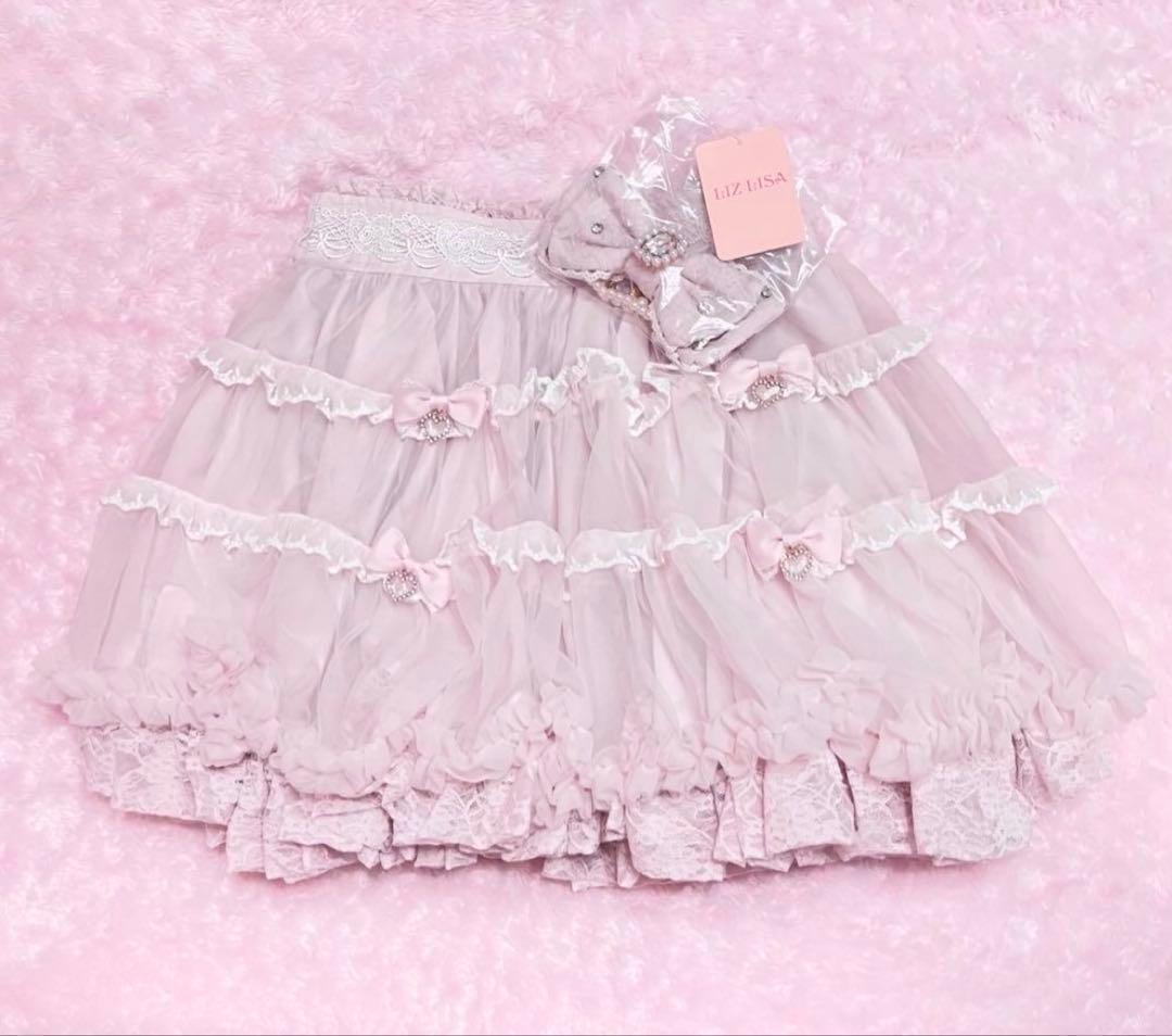【新品未使用】リズリサ　LIZLISA トリコットティアードスカパン　ピンク