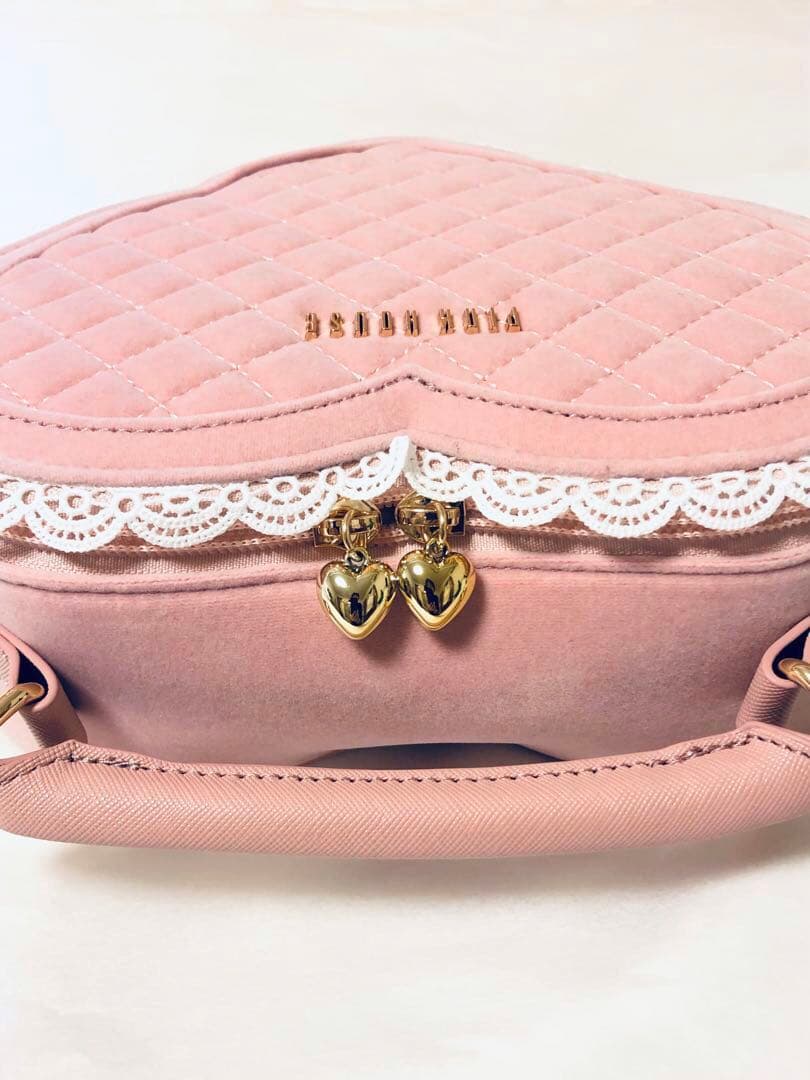 ピンクハウス　ハート型ベロアバッグ　ピンク