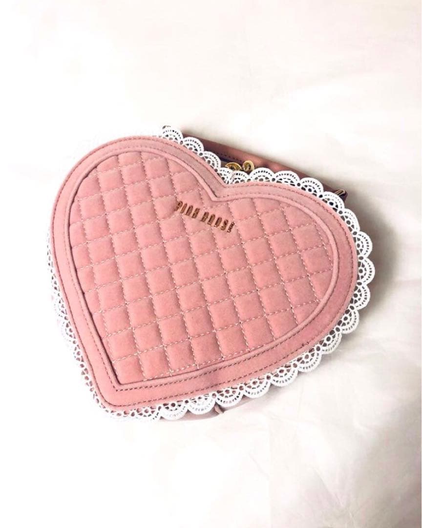ピンクハウス　ハート型ベロアバッグ　ピンク