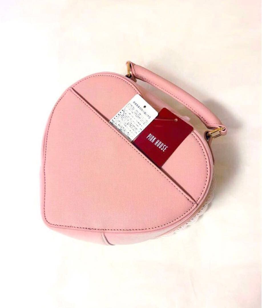 ピンクハウス　ハート型ベロアバッグ　ピンク