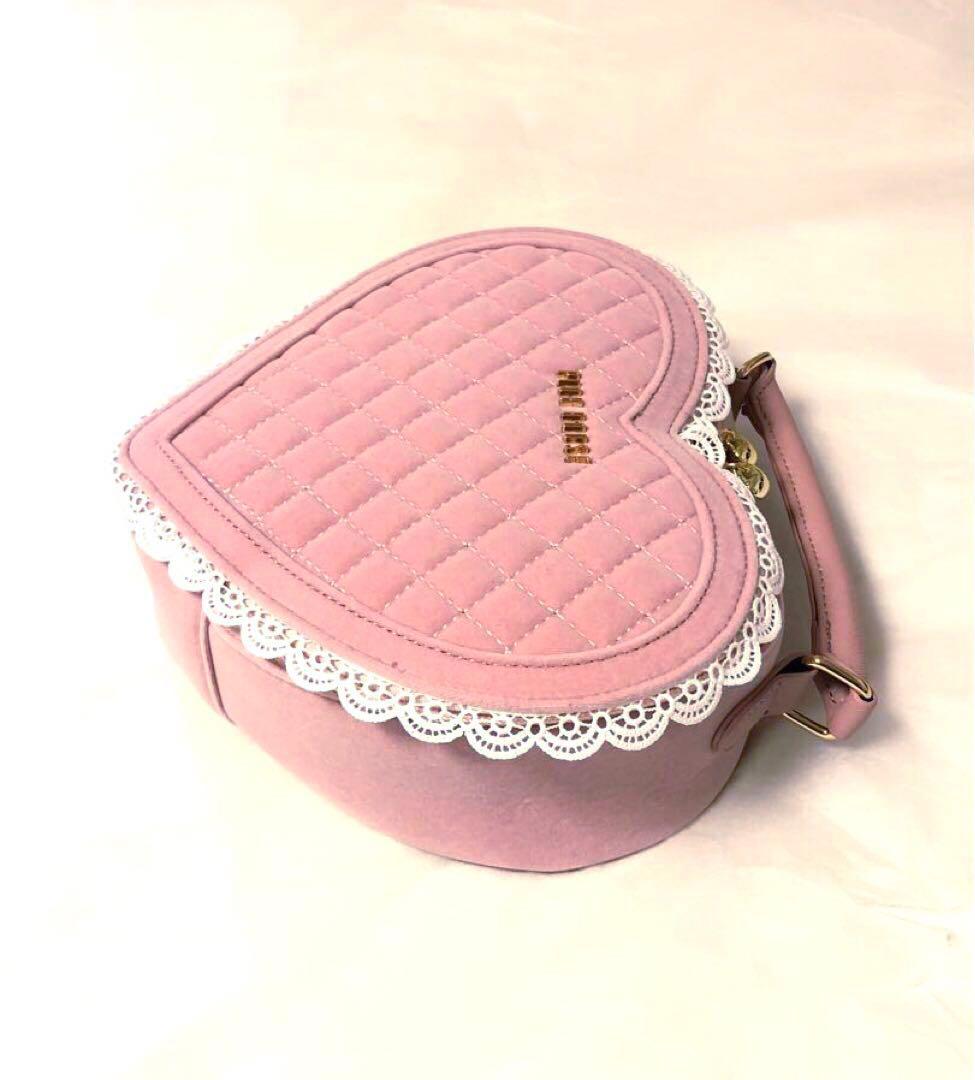ピンクハウス　ハート型ベロアバッグ　ピンク