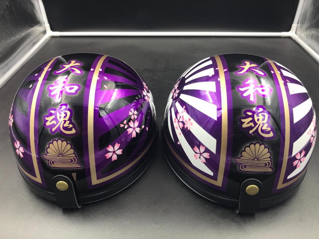 コルク半　カスタム　富士日章　三つボタン　ブラックホワイトパープルラメ　桜セット