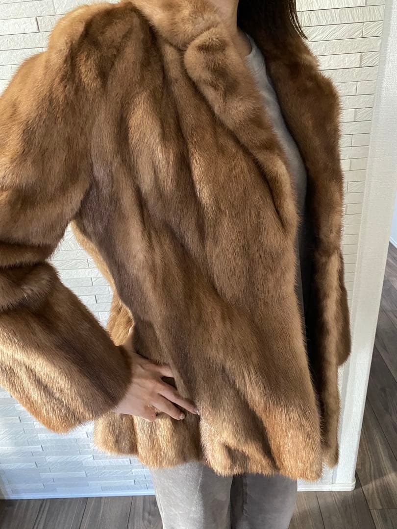 美品　リアルファーコート FOX ブラウン　毛皮　13号