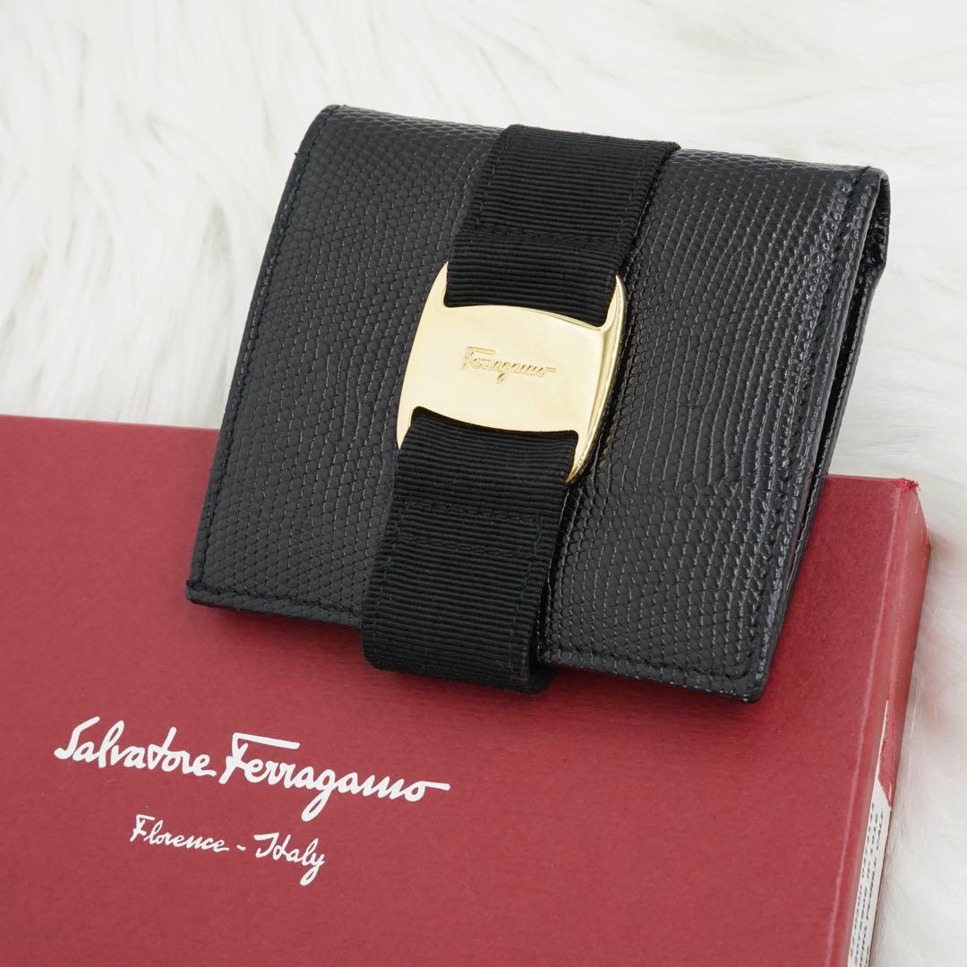 未使用展示品　Salvatore Ferragamo 二つ折り財布　ヴァラリボン