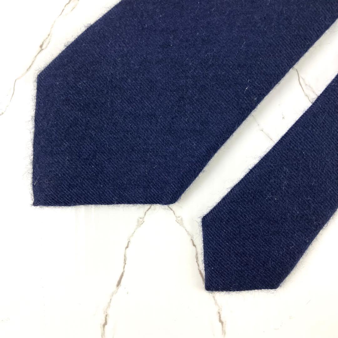 美品　ボッテガヴェネタ　ネクタイ　カシミヤ混　ソリッド　ジャガード　ネイビー