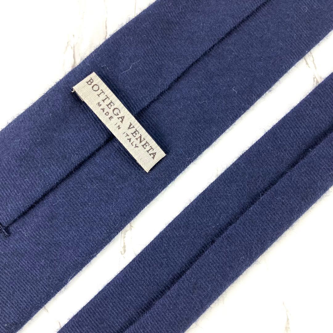 美品　ボッテガヴェネタ　ネクタイ　カシミヤ混　ソリッド　ジャガード　ネイビー
